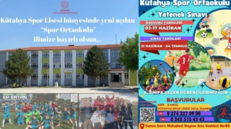 Kütahya'ya Spor Ortaokulu Müjdesi