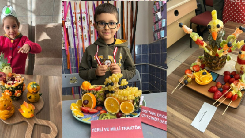 Tavşanlı’da minik ellerden sanat eseri meyve tabakları